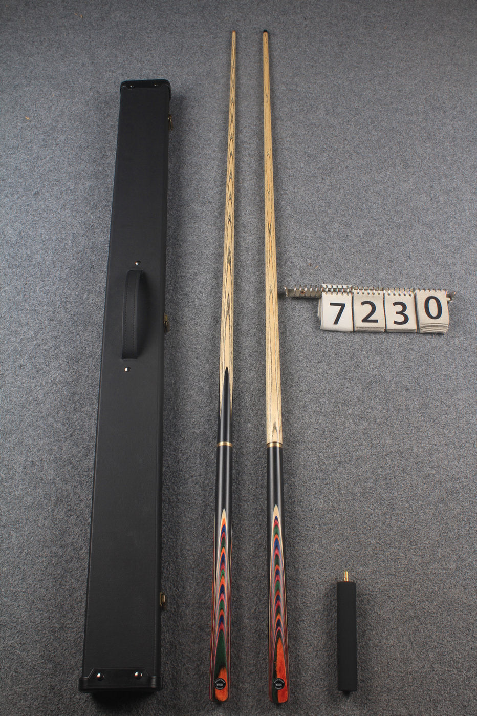 3/4 ASH english pool cue + break cue + case # 7230