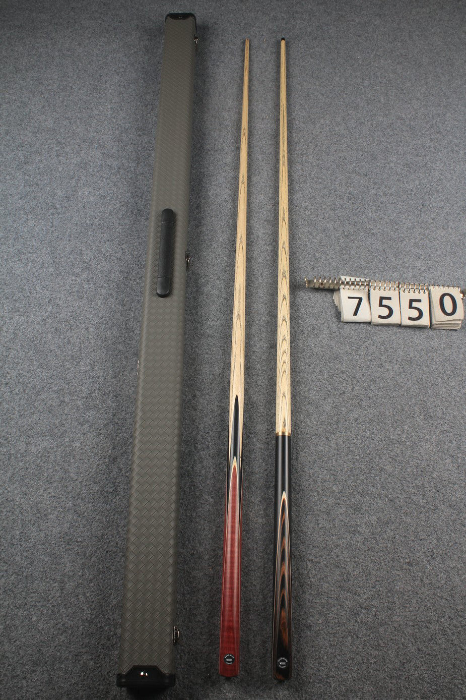 1 piece ASH english pool cue + break cue + case # 7550 WOODS CUES