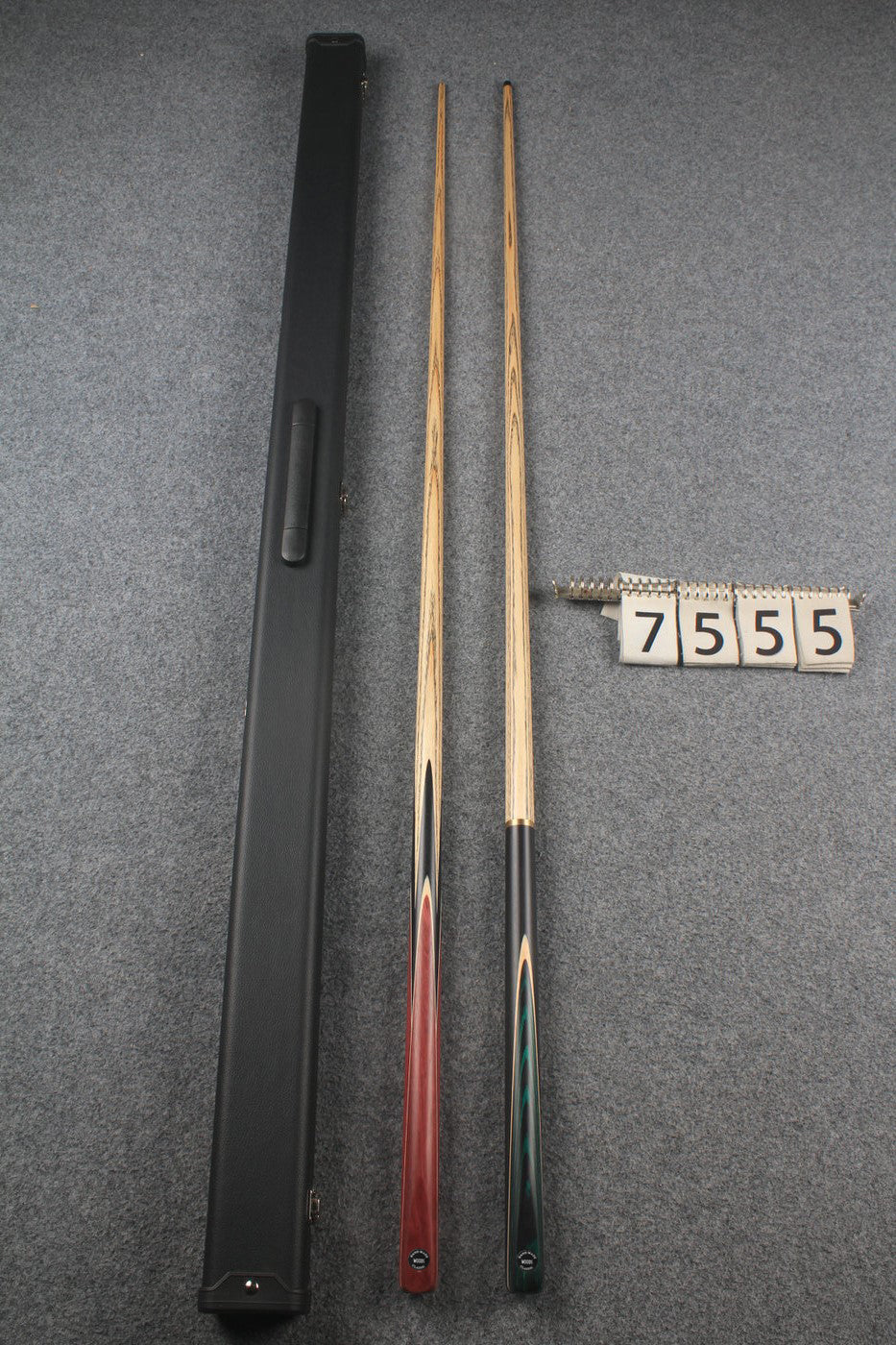 1 piece ASH english pool cue + break cue + case # 7555 WOODS CUES