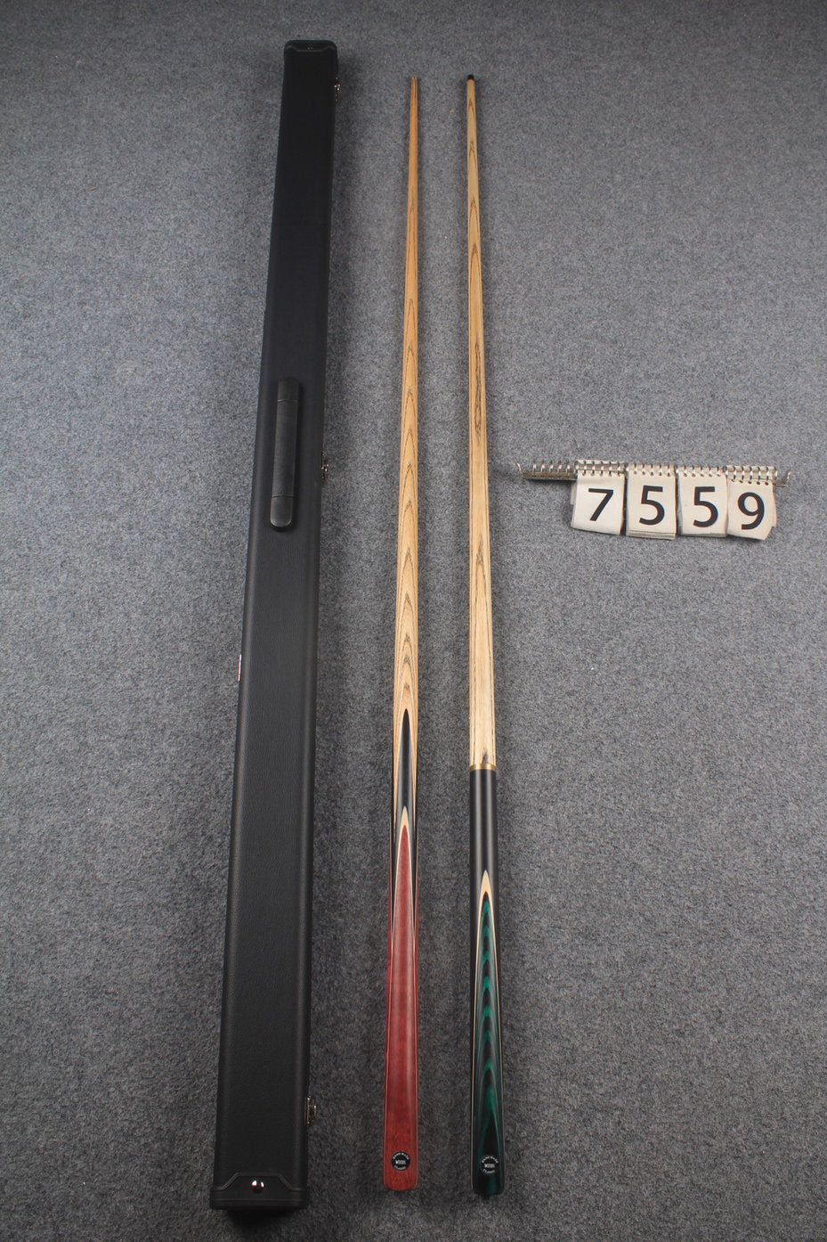 1 piece ASH english pool cue + break cue + case # 7559 WOODS CUES
