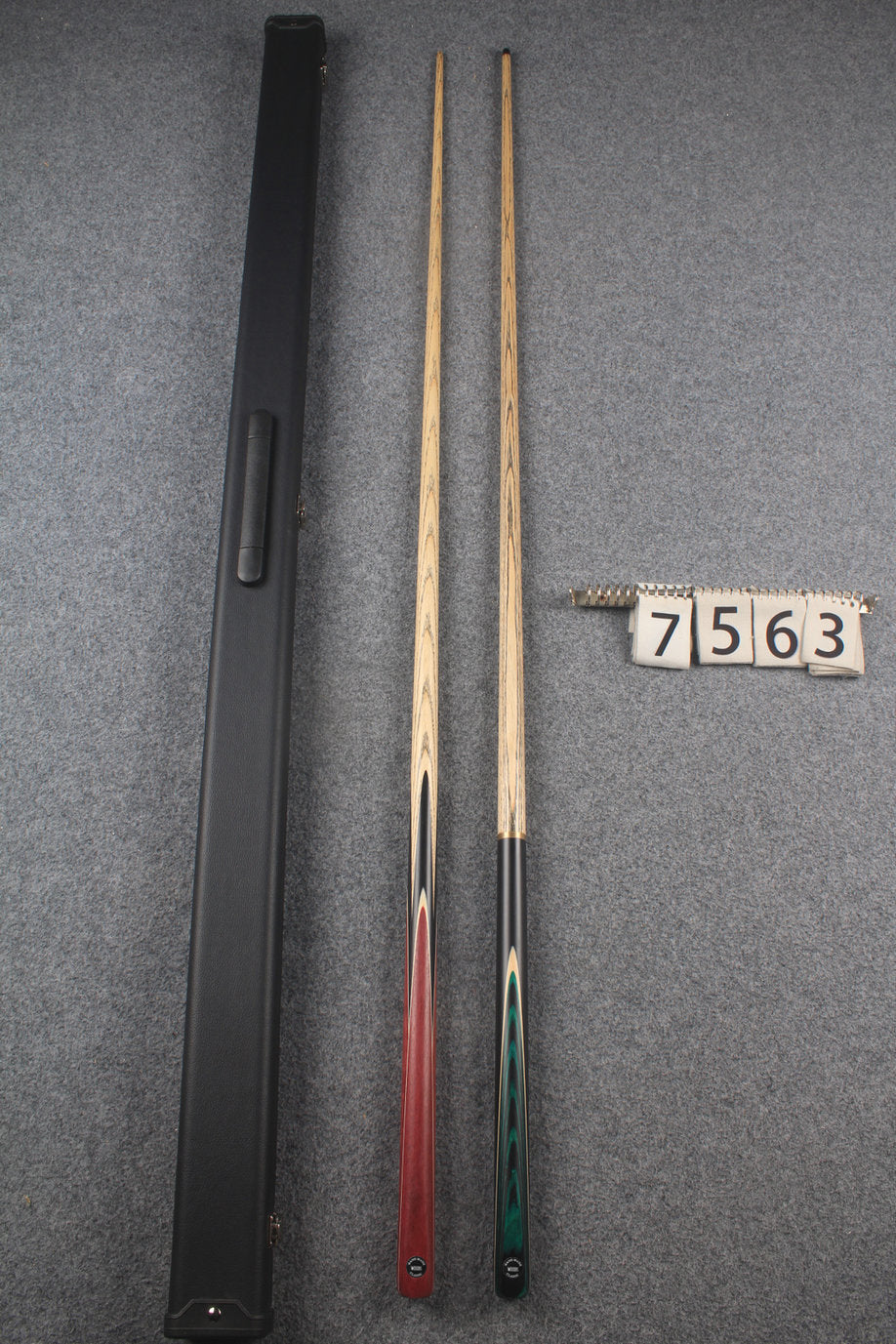1 piece ASH english pool cue + break cue + case # 7563 WOODS CUES