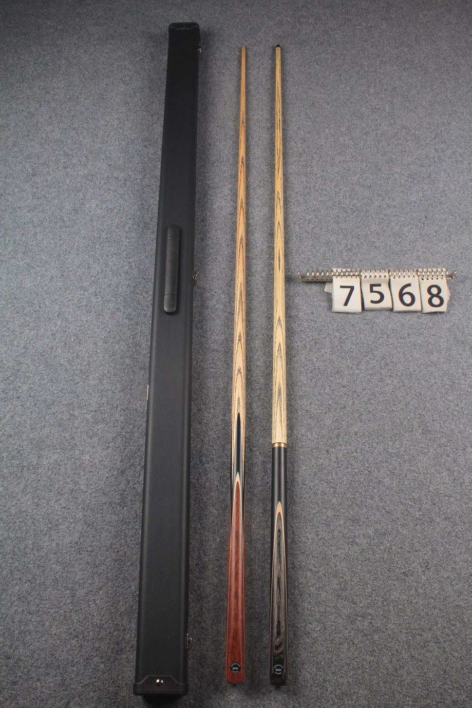 1 piece ASH english pool cue + break cue + case # 7568 WOODS CUES