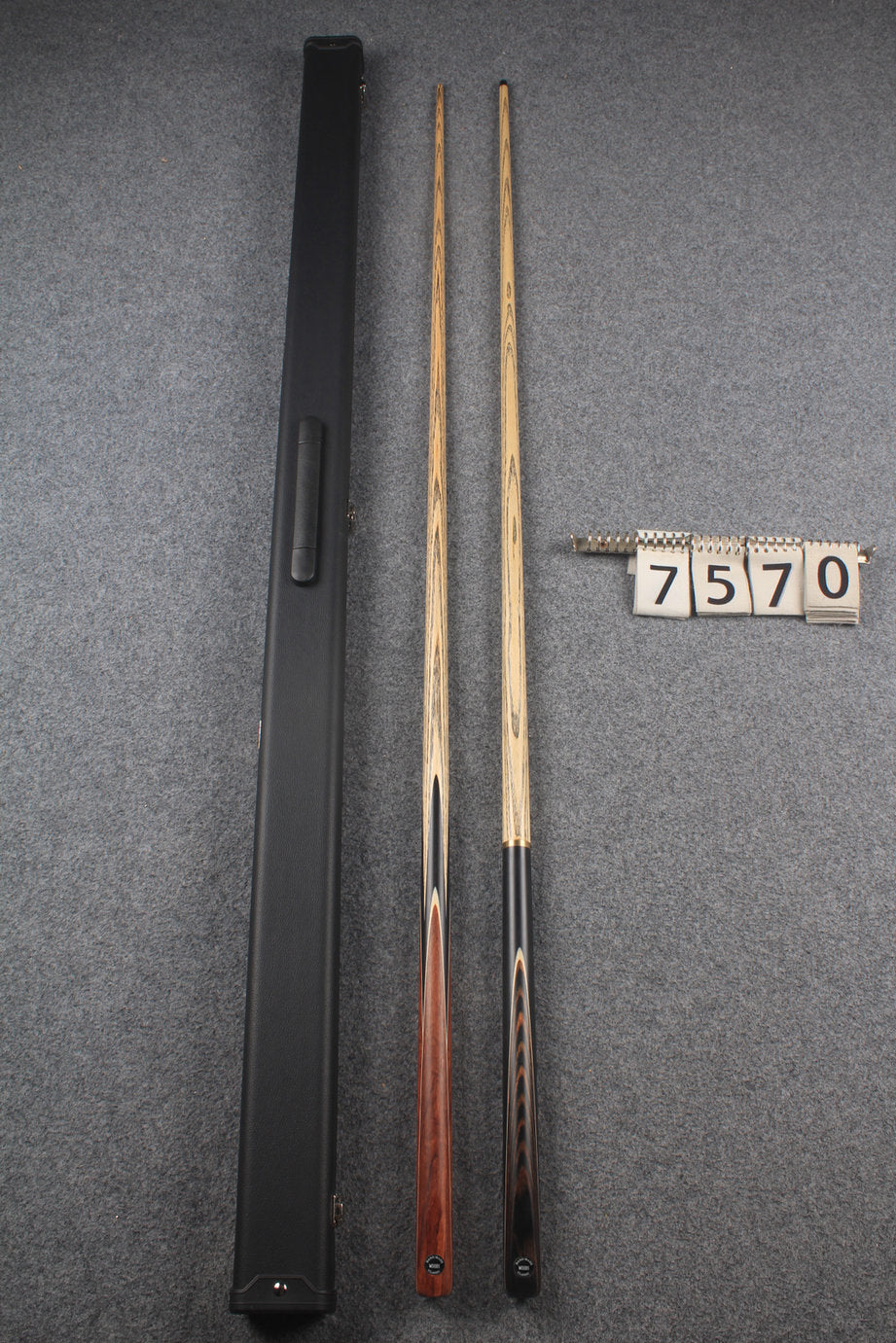 1 piece ASH english pool cue + break cue + case # 7570 WOODS CUES