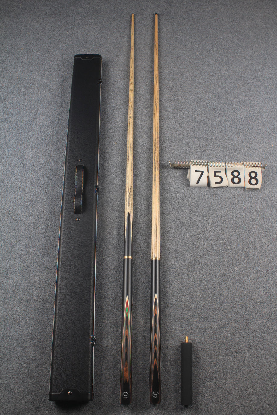 3/4 ASH english pool cue + break cue + case # 7588 WOODS CUES