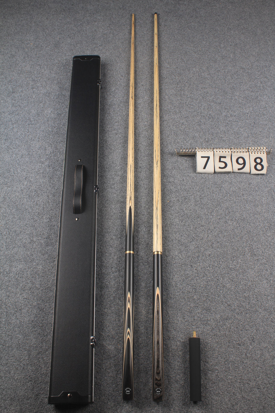 3/4 ASH english pool cue + break cue + case # 7598 WOODS CUES