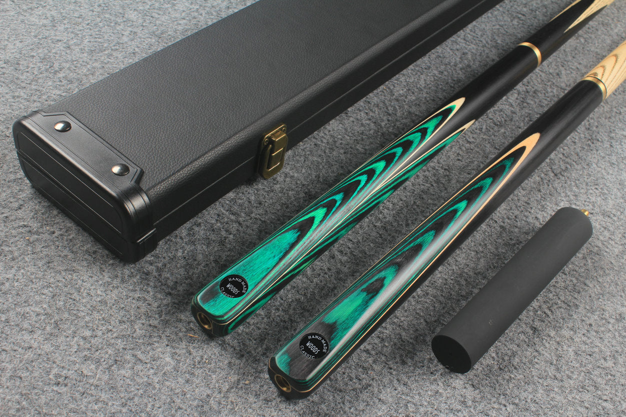 3/4 ASH english pool cue + break cue + case # 7621 WOODS CUES