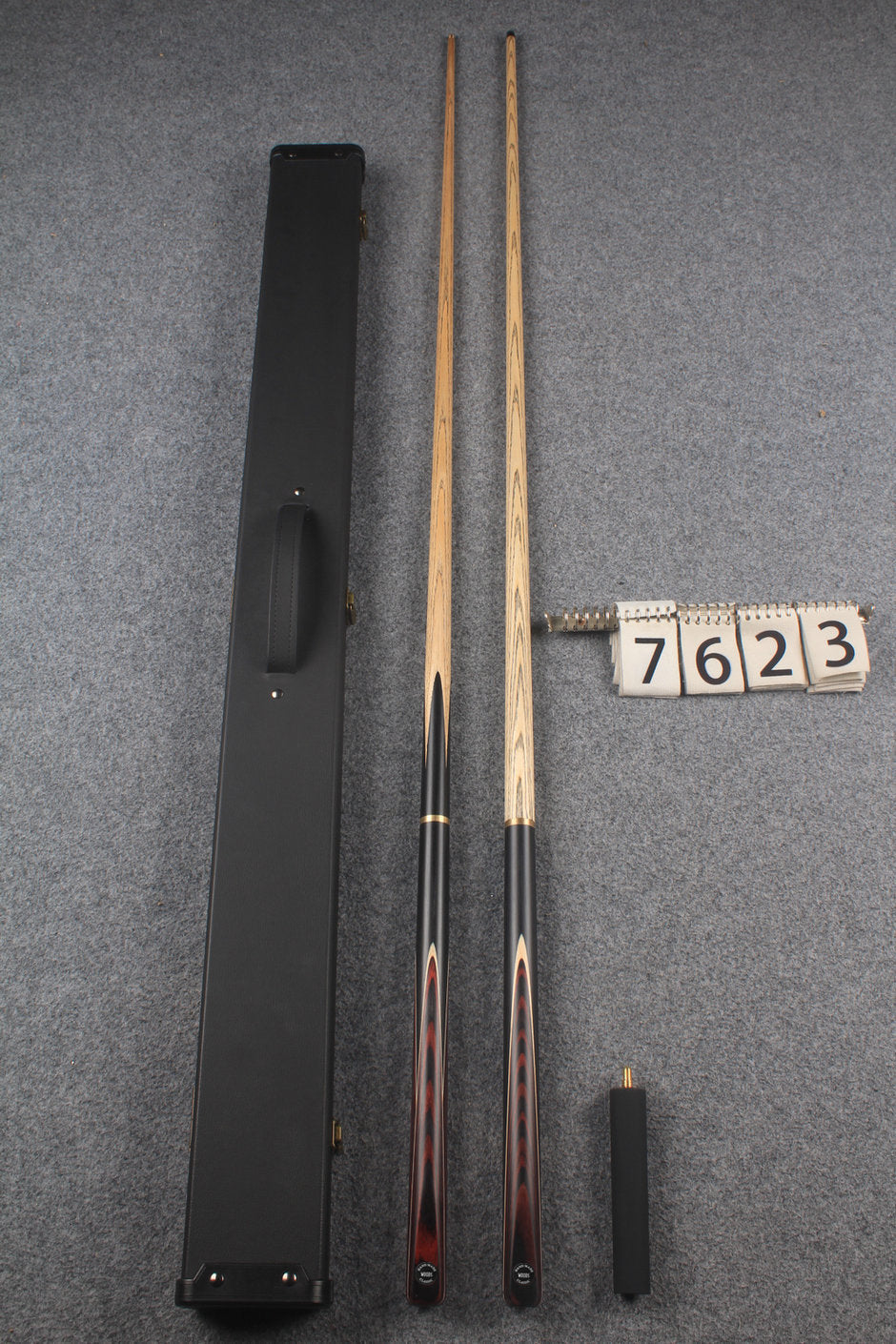 3/4 ASH english pool cue + break cue + case # 7623 WOODS CUES