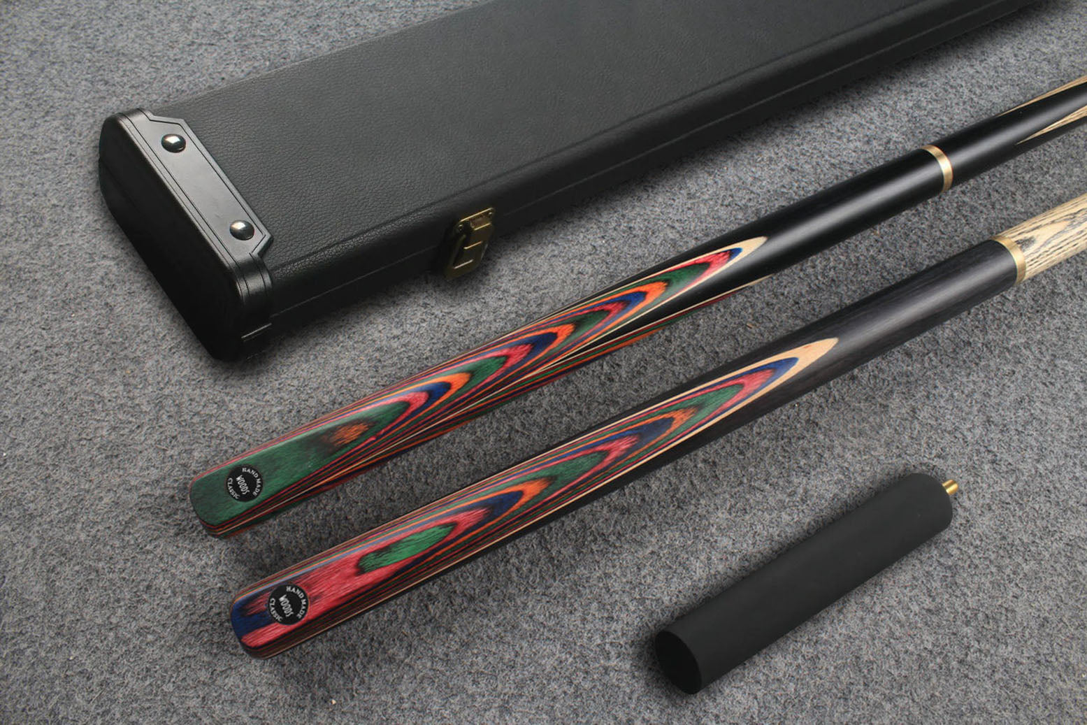 3/4 ASH english pool cue + break cue + case # 8067 WOODS CUES