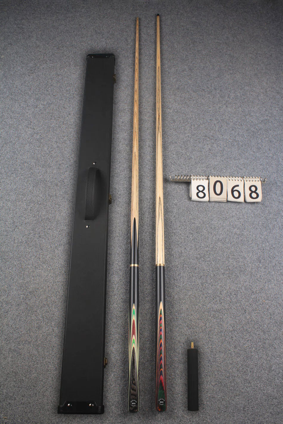 3/4 ASH english pool cue + break cue + case # 8068 WOODS CUES