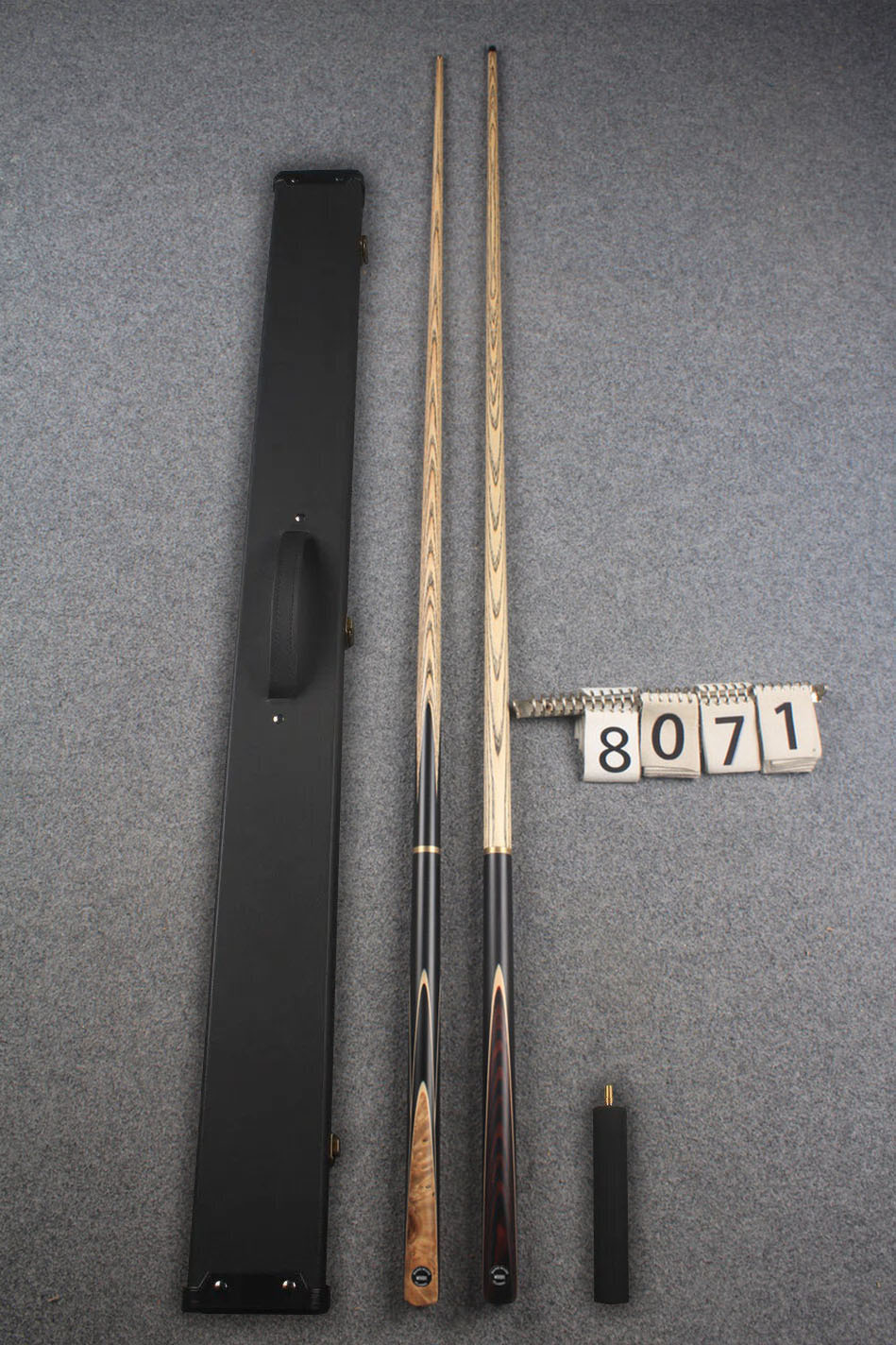 3/4 ASH english pool cue + break cue + case # 8071 WOODS CUES