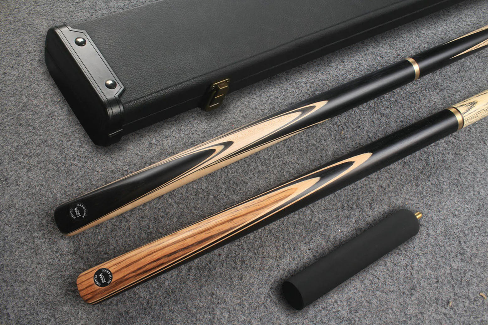 3/4 ASH english pool cue + break cue + case # 8074 WOODS CUES