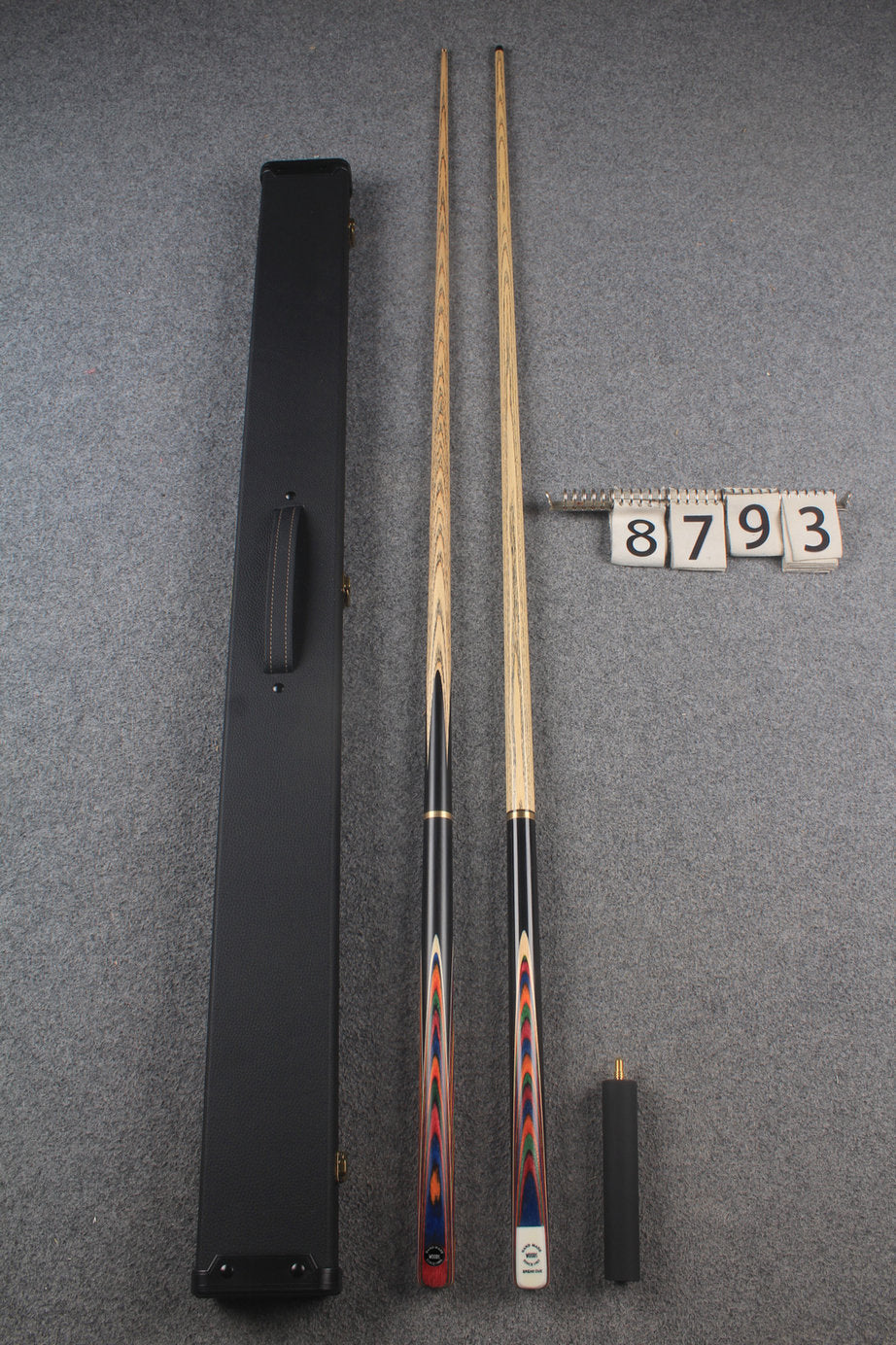 3/4 ASH english pool cue + break cue + case # 8793 WOODS CUES