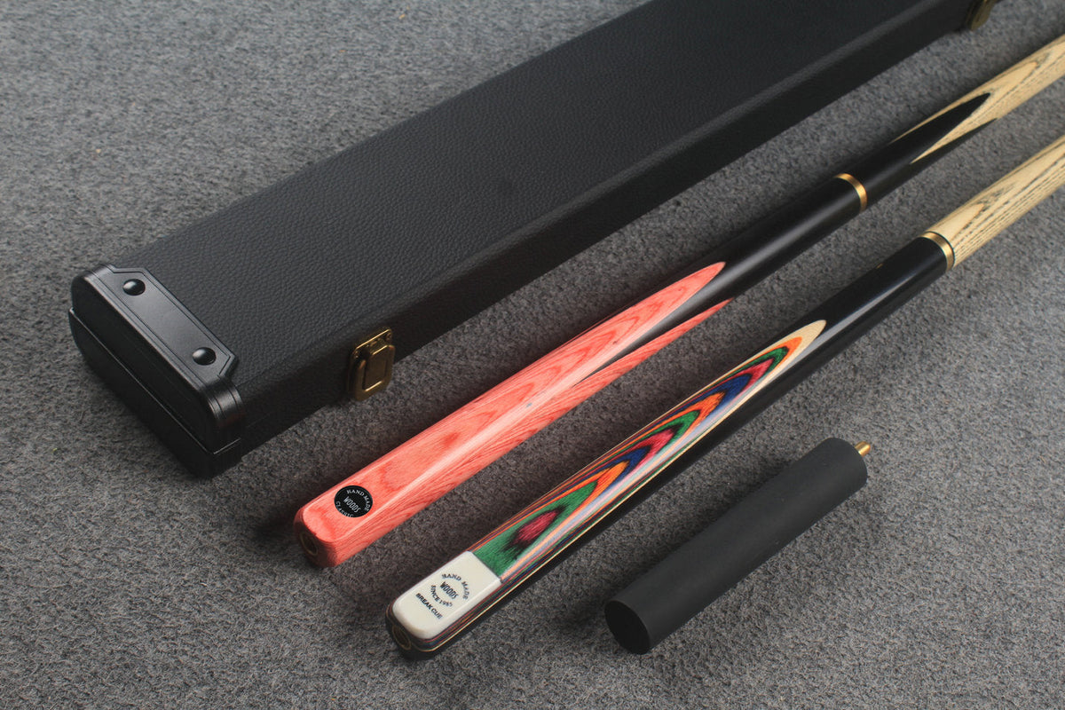 3/4 ASH english pool cue + break cue + case # 8795 WOODS CUES