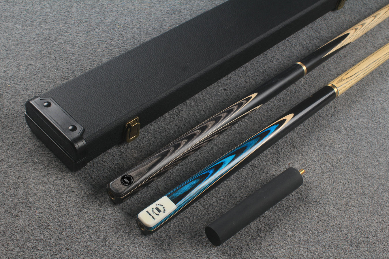 3/4 ASH english pool cue + break cue + case # 8801 WOODS CUES