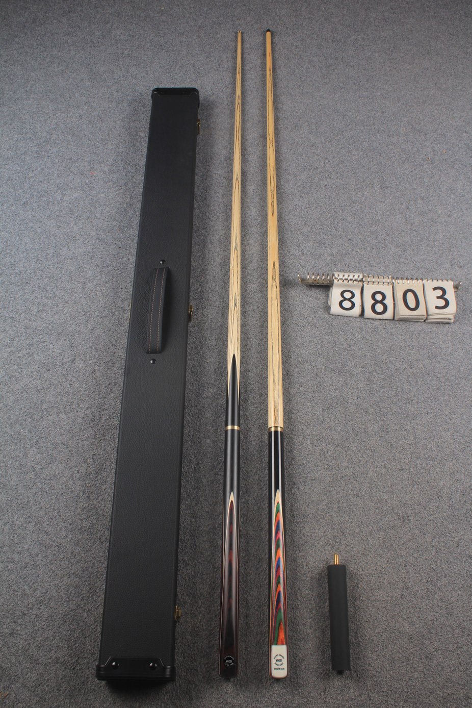 3/4 ASH english pool cue + break cue + case # 8803 WOODS CUES
