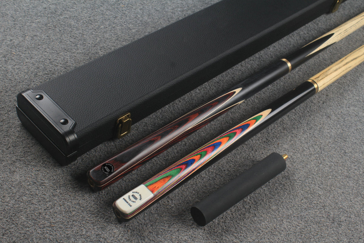 3/4 ASH english pool cue + break cue + case # 8803 WOODS CUES