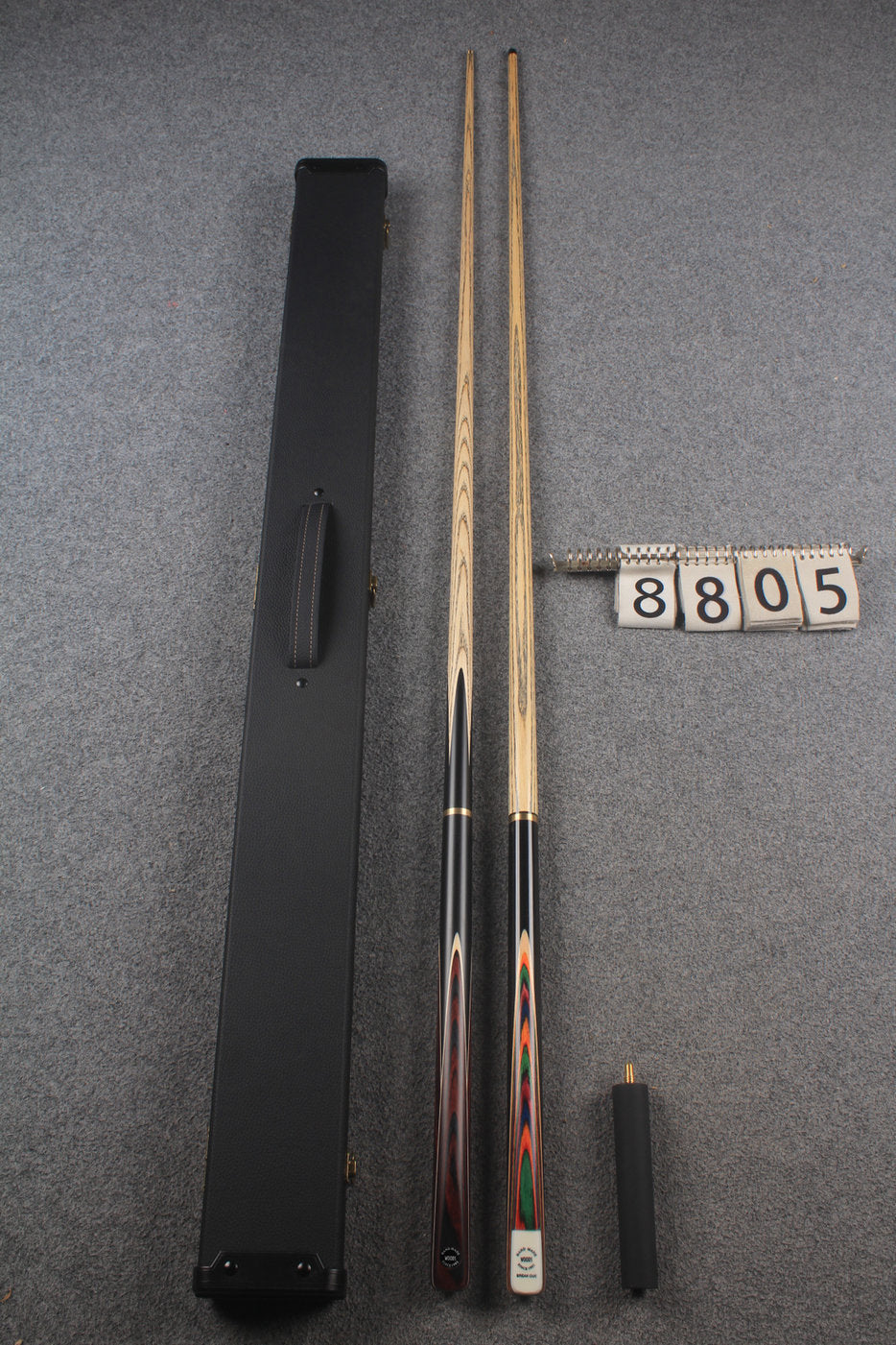 3/4 ASH english pool cue + break cue + case # 8805 WOODS CUES