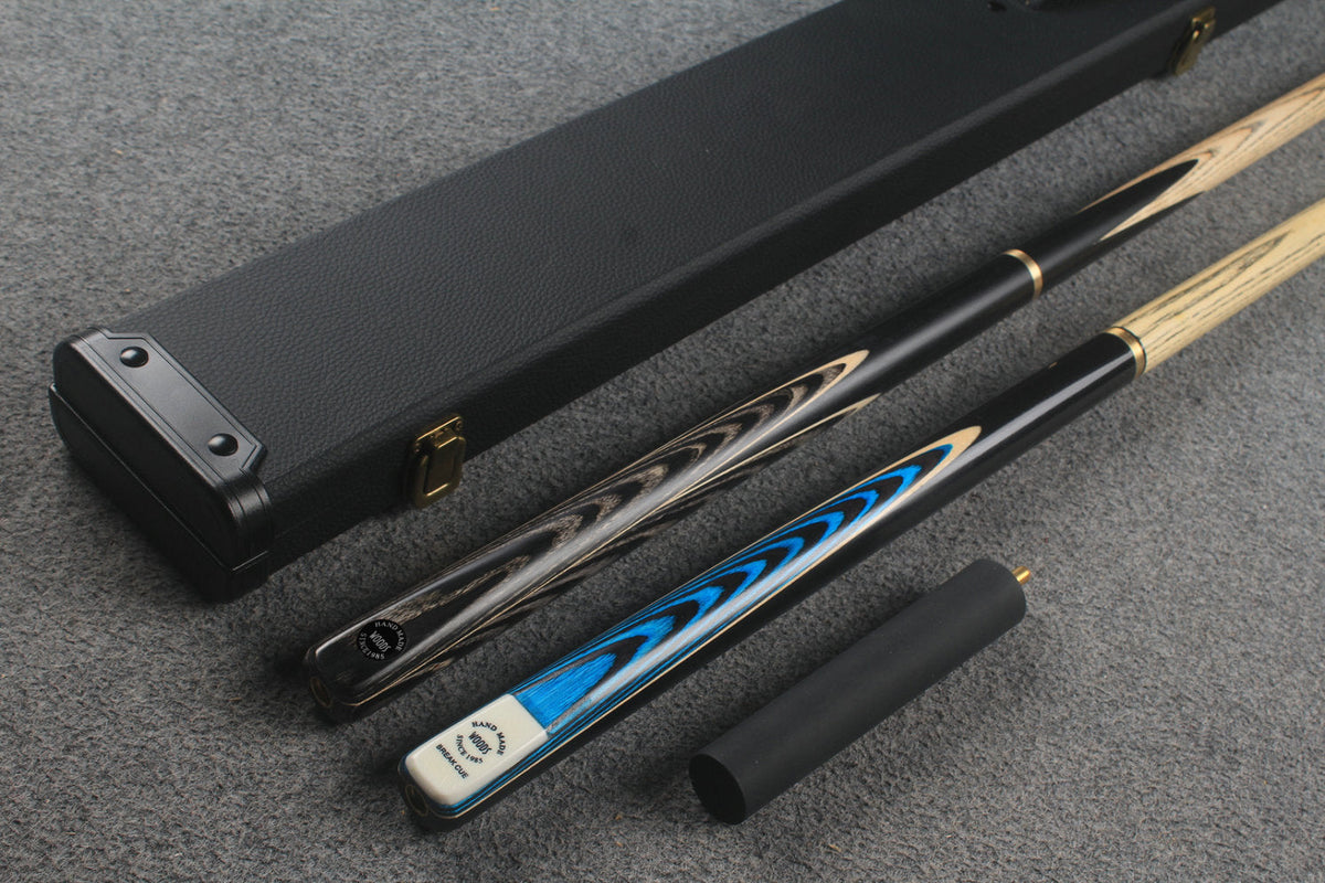 3/4 ASH english pool cue + break cue + case # 8806 WOODS CUES