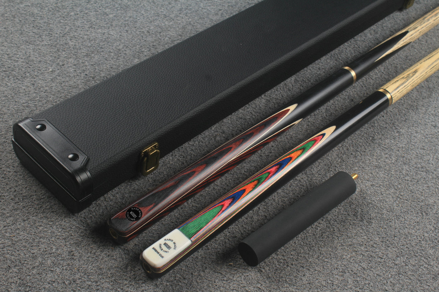 3/4 ASH english pool cue + break cue + case # 8807 WOODS CUES