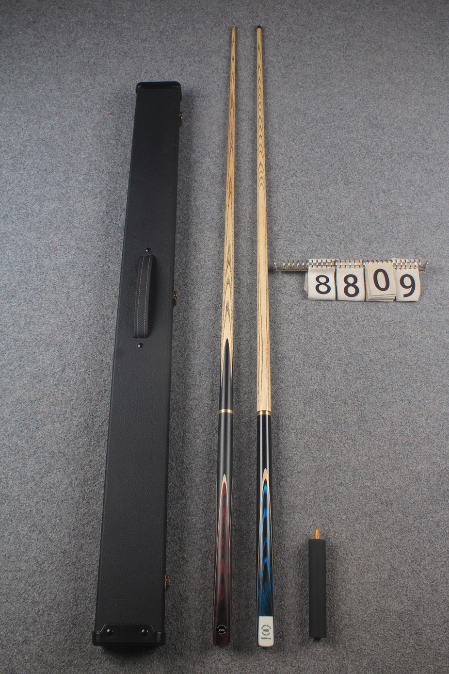 3/4 ASH english pool cue + break cue + case # 8809 WOODS CUES