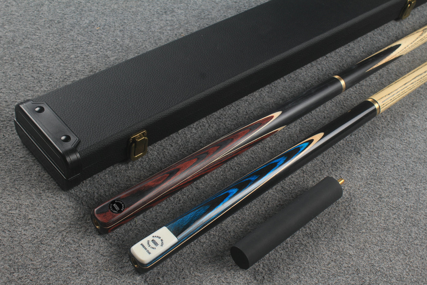 3/4 ASH english pool cue + break cue + case # 8809 WOODS CUES
