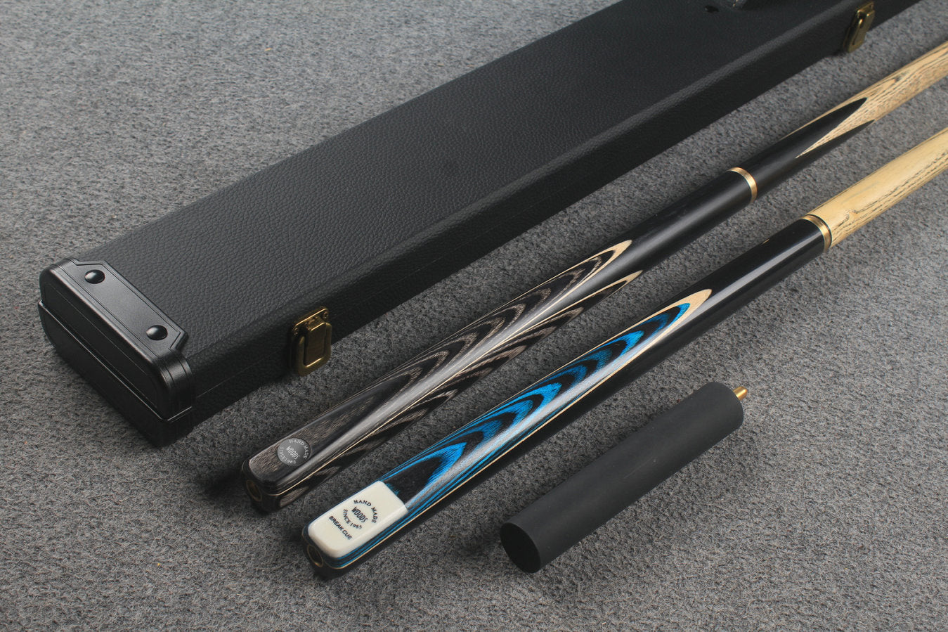 3/4 ASH english pool cue + break cue + case # 8816 WOODS CUES