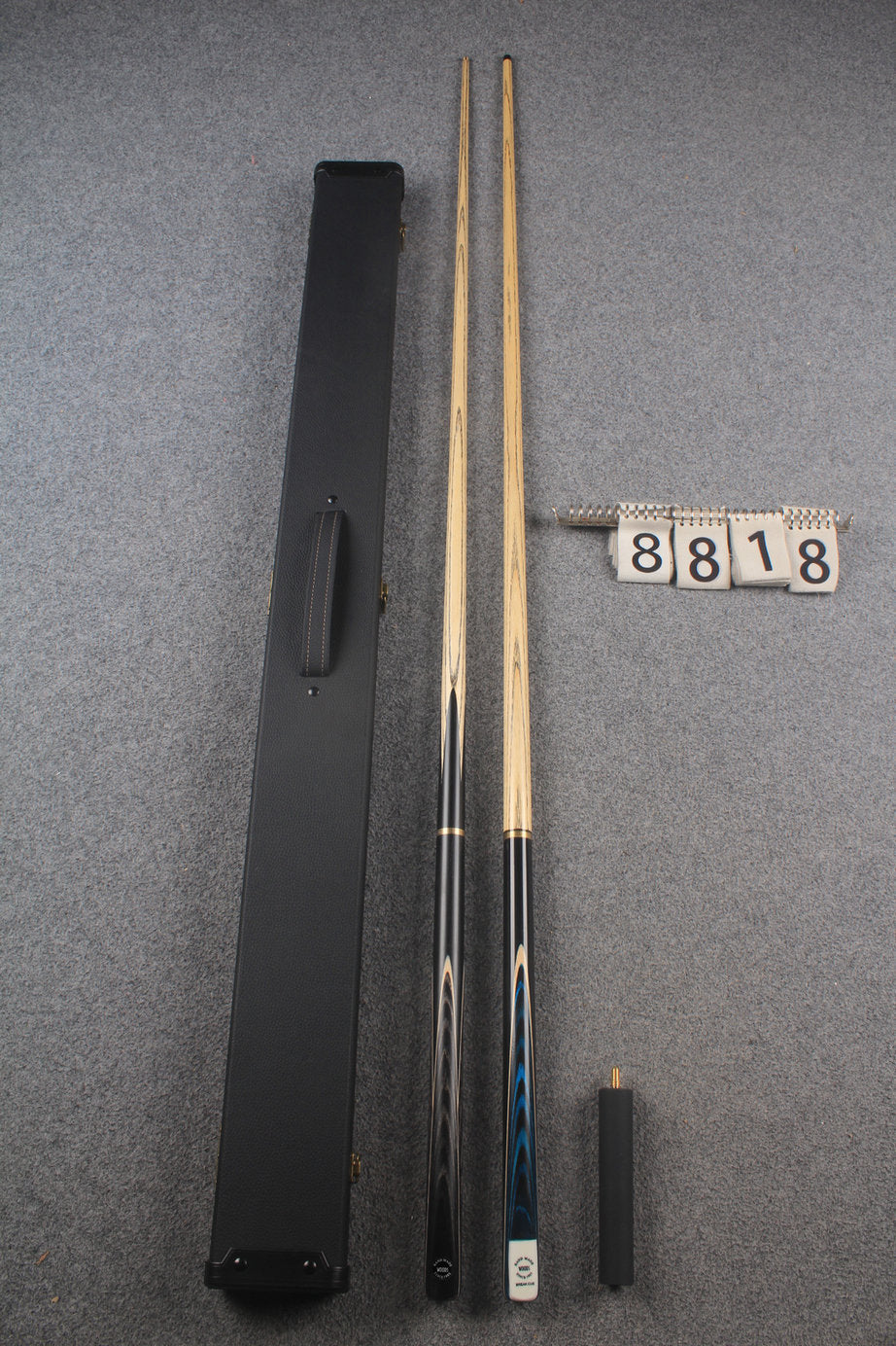 3/4 ASH english pool cue + break cue + case # 8818 WOODS CUES