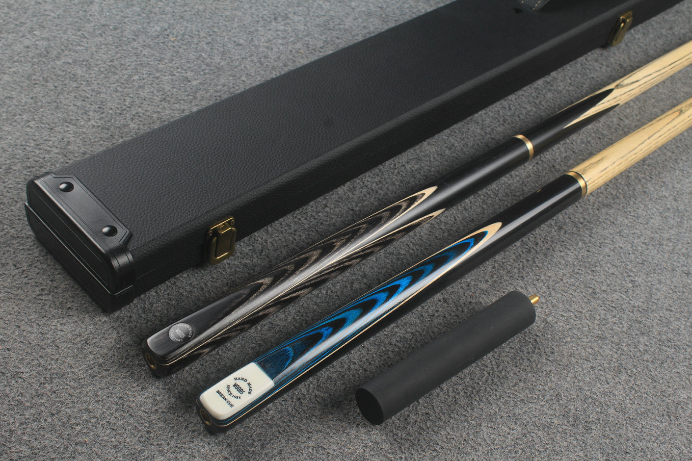 3/4 ASH english pool cue + break cue + case # 8818 WOODS CUES