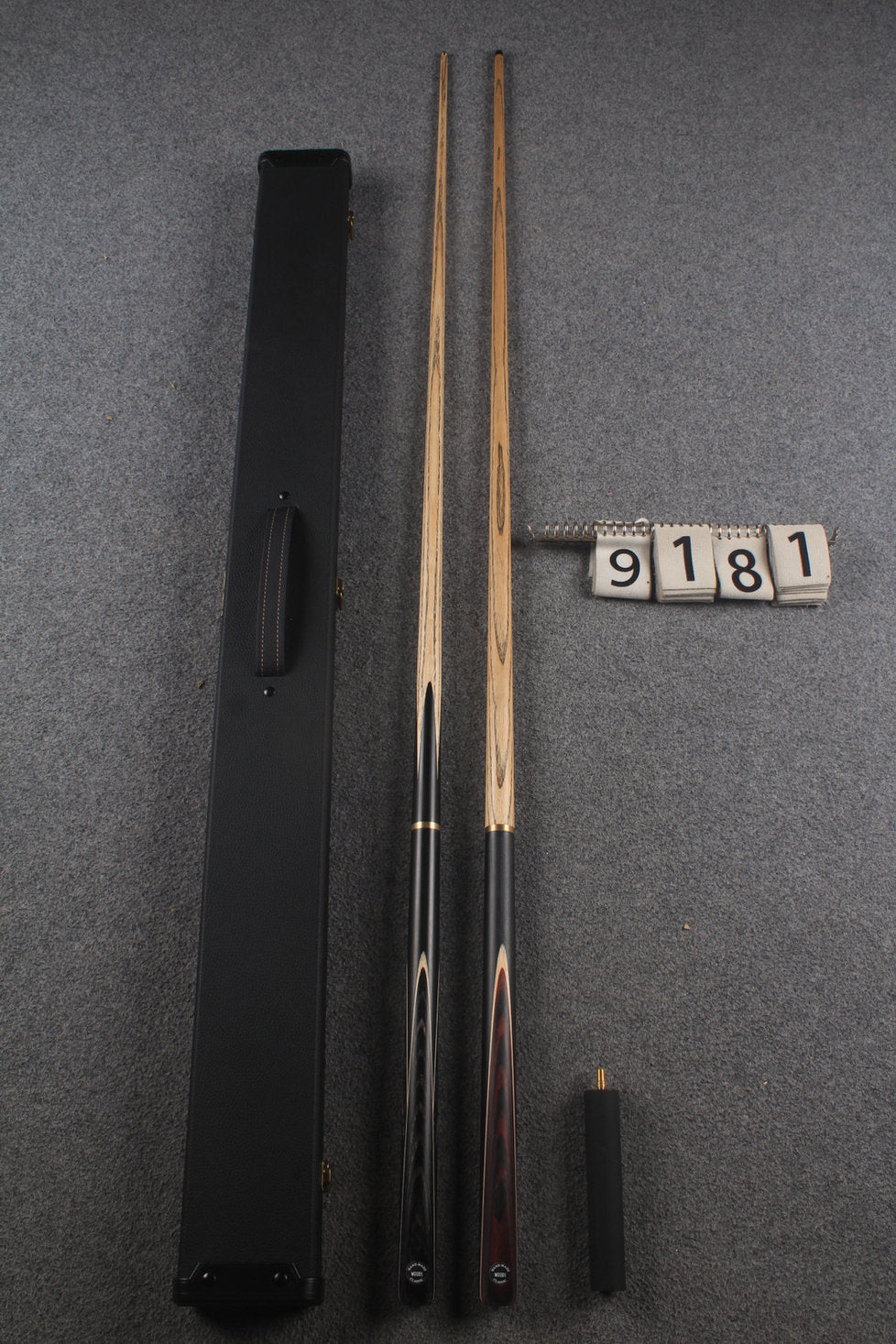 3/4 ASH english pool cue + break cue + case # 9181 - WOODS CUES