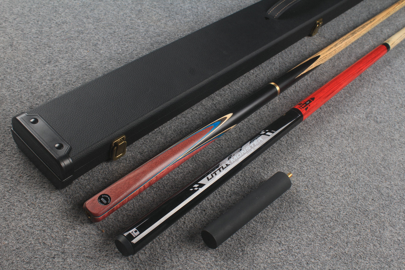 3/4 ASH chinese 8 ball pool cue + 1/2 break cue + case # 9226 WOODS CUES