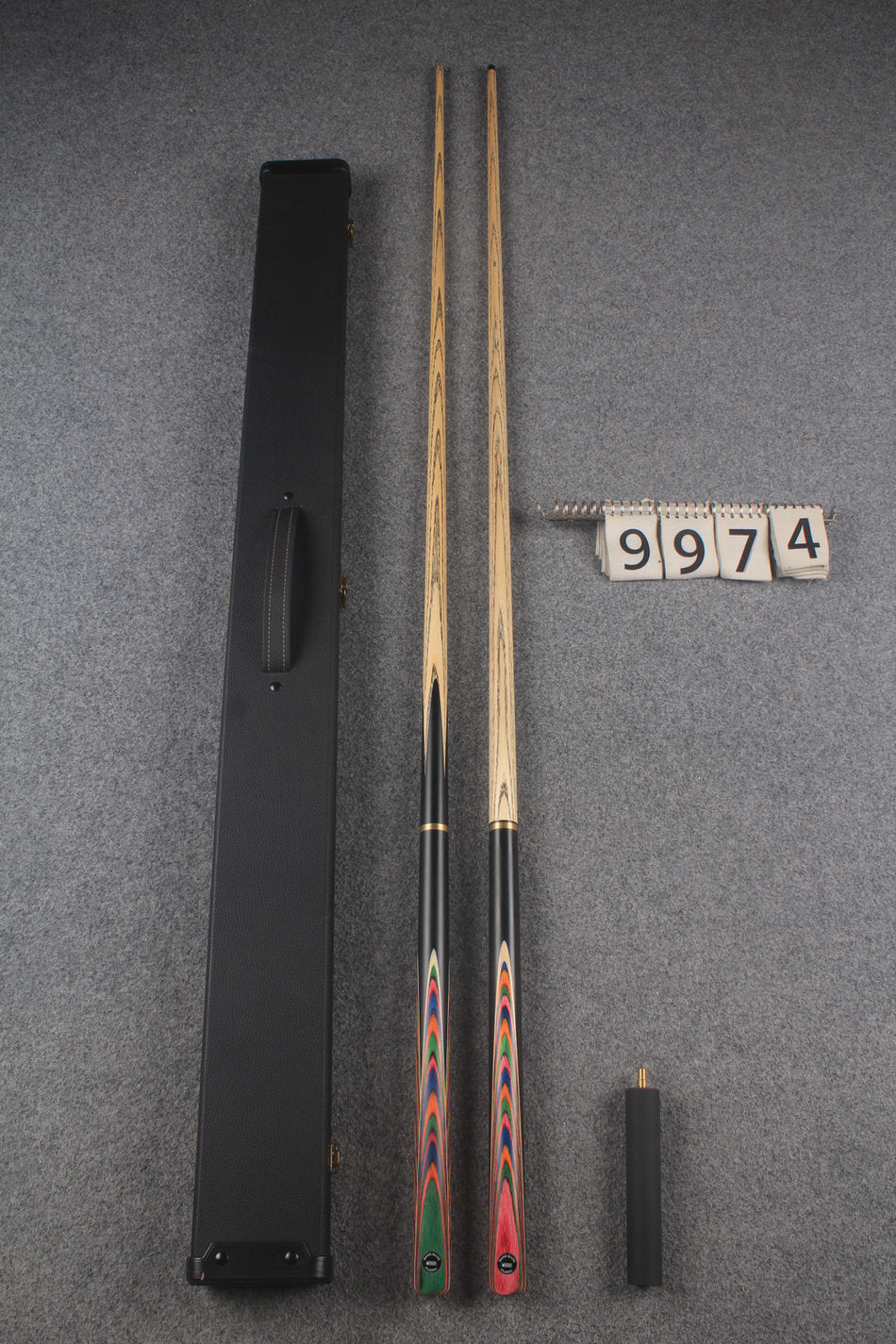 3/4 ASH english pool cue + break cue + case # 9974 WOODS CUES