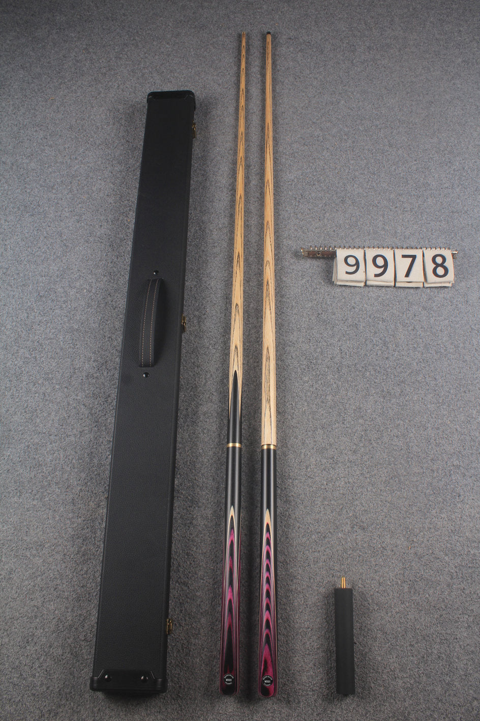 3/4 ASH english pool cue + break cue + case # 9978 WOODS CUES