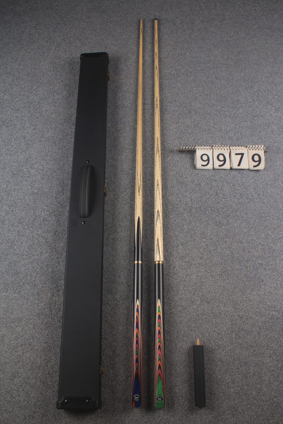 3/4 ASH english pool cue + break cue + case # 9979 WOODS CUES