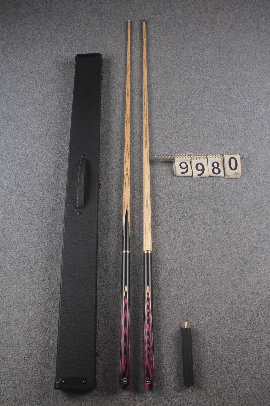 3/4 ASH english pool cue + break cue + case # 9980 WOODS CUES