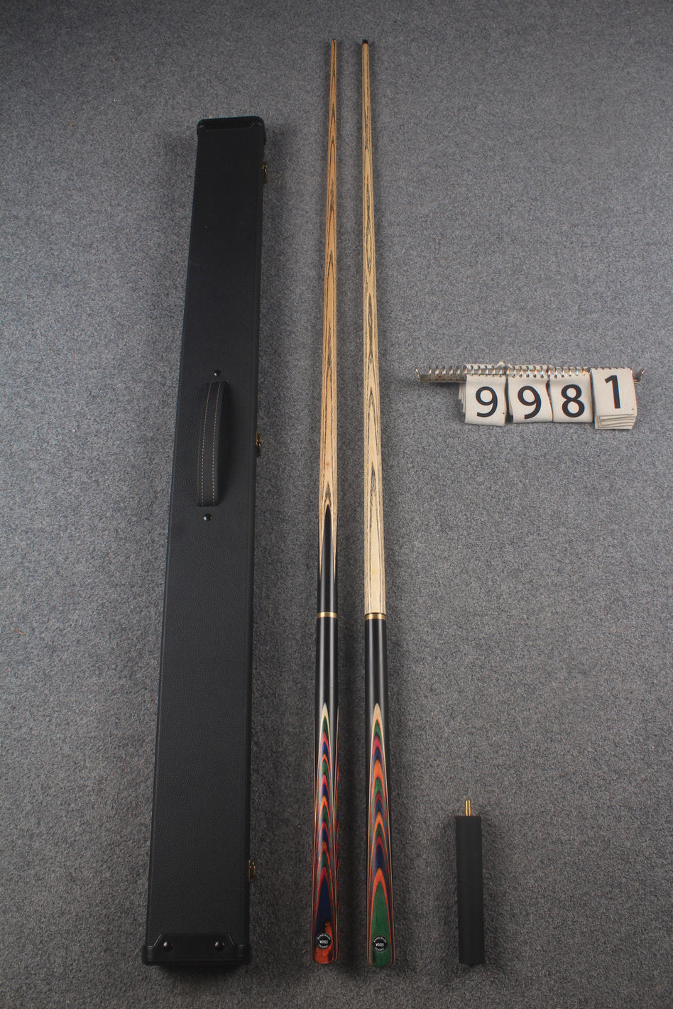 3/4 ASH english pool cue + break cue + case # 9981 WOODS CUES