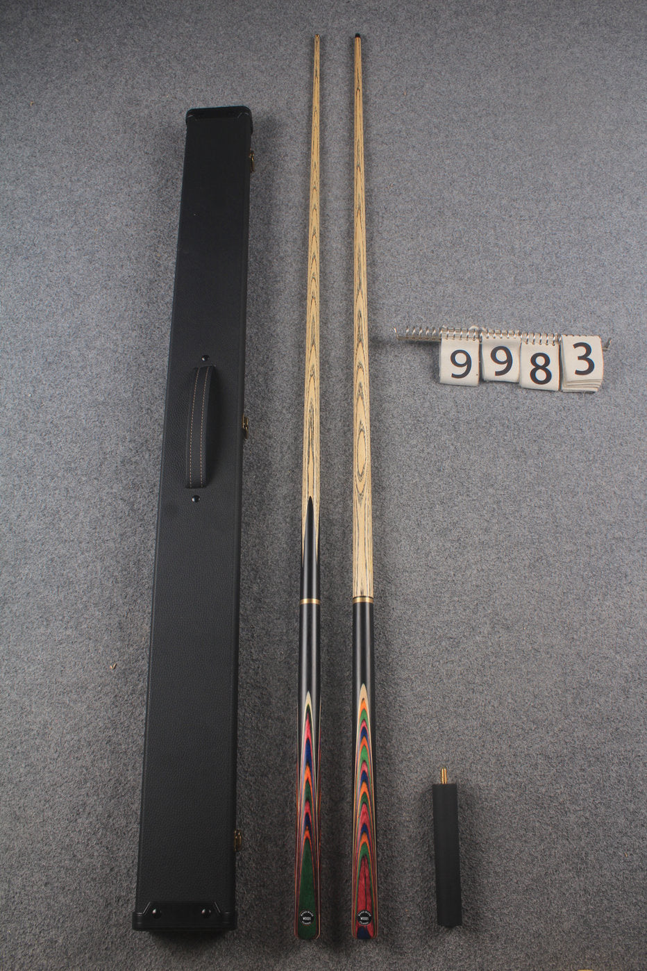 3/4 ASH english pool cue + break cue + case # 9983 WOODS CUES