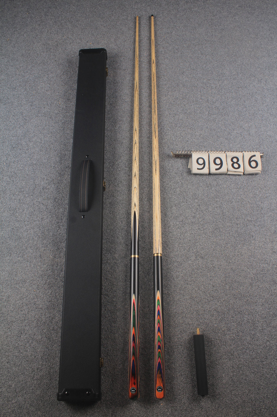 3/4 ASH english pool cue + break cue + case # 9986 WOODS CUES