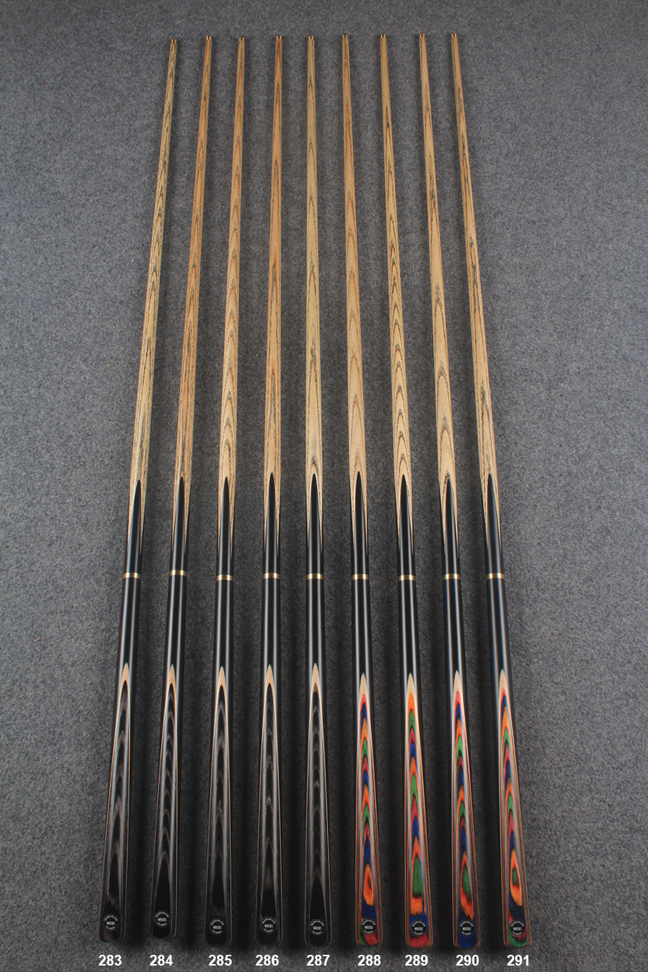 3/4 ash 49.5'' junior cue # 283 - # 291 WOODS CUES