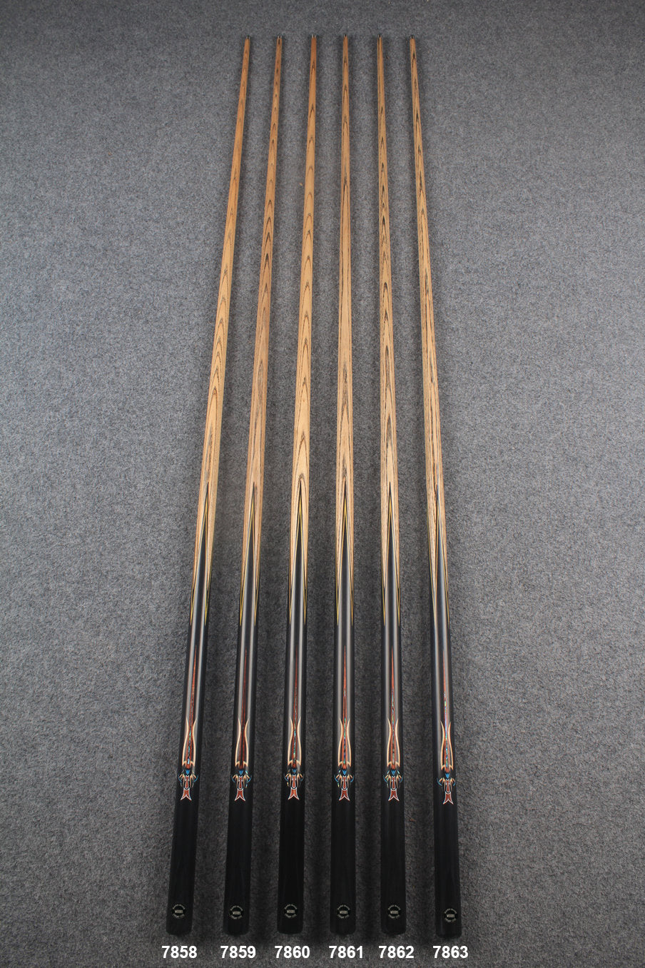1 piece ash inlay snooker cue  #7858-#7863