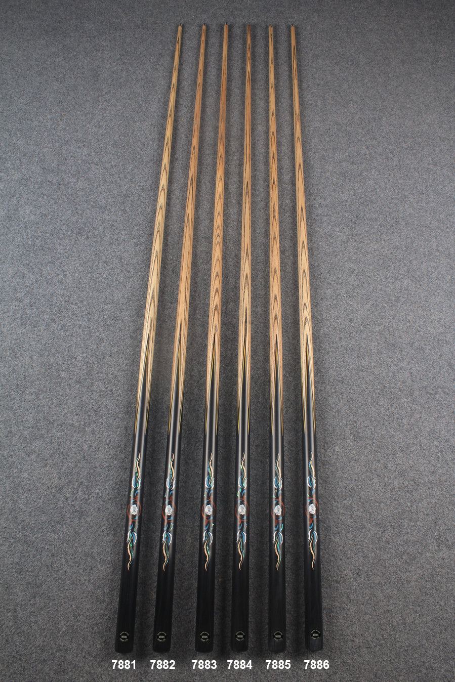 1 piece ash inlay snooker cue  #7881-#7886