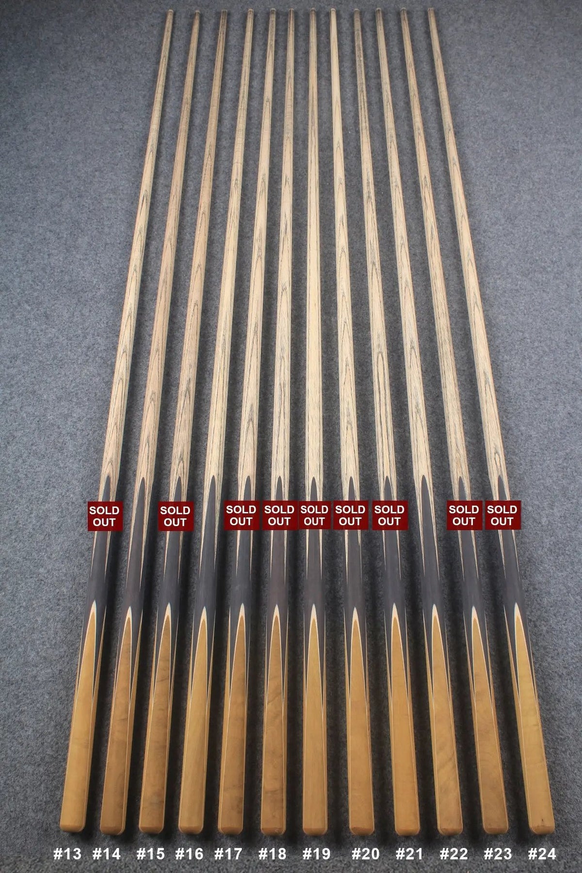custom-made:  woods 1 piece handmade ASH snooker / pool cue #13-#24 - made to order WOODS CUES