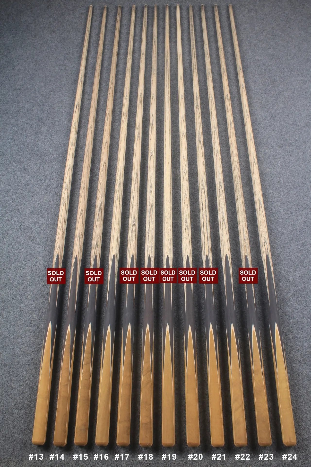 custom-made:  woods 1 piece handmade ASH snooker / pool cue #13-#24 - made to order WOODS CUES