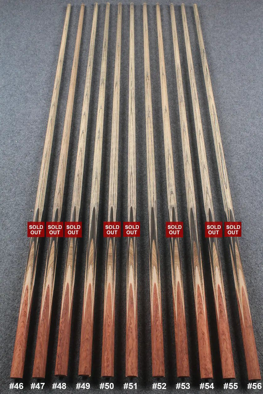 custom-made:  woods 1 piece handmade ASH snooker / pool cue #46-#56 - made to order WOODS CUES