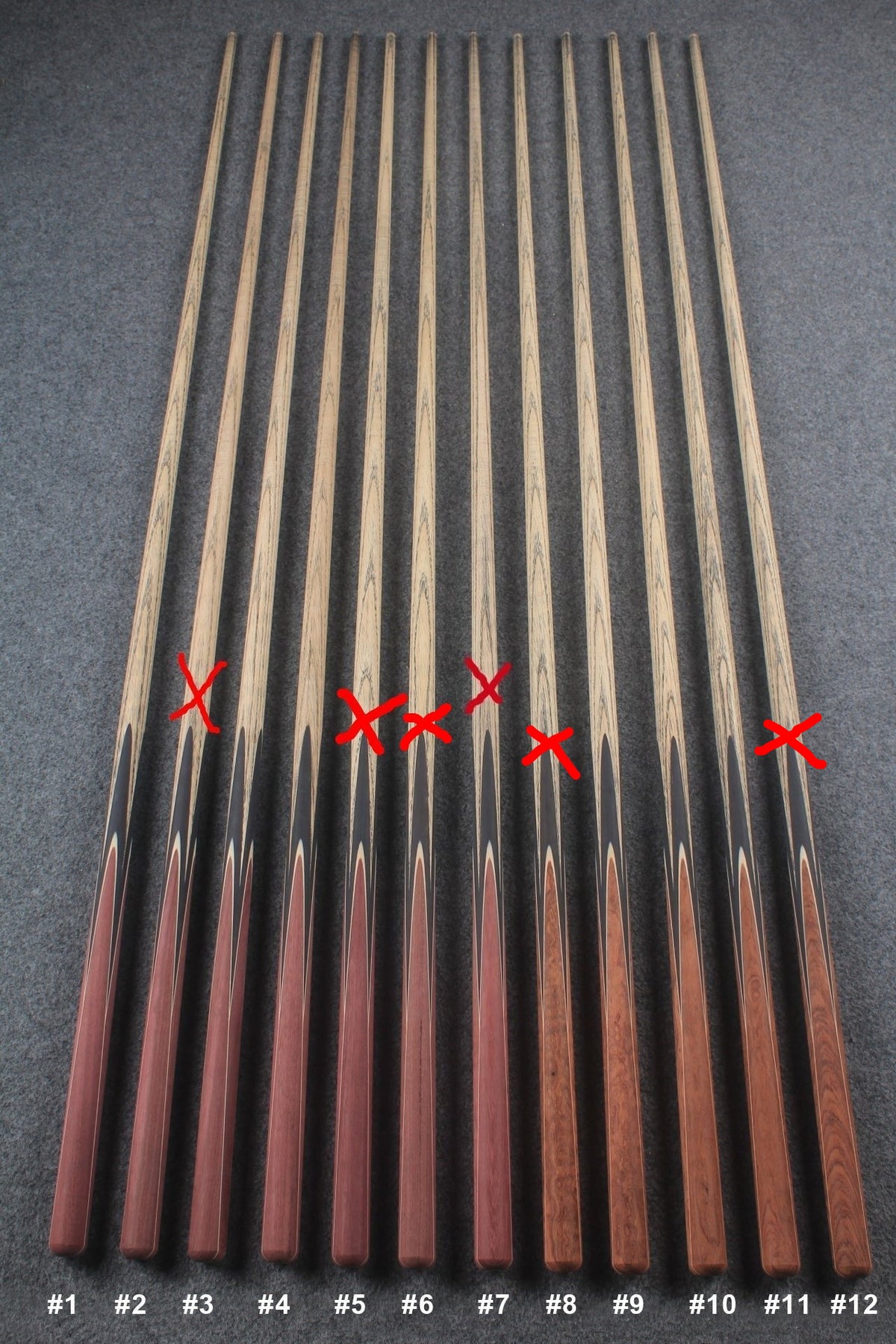 custom-made:  woods 1 piece handmade ASH snooker / pool cue #1-#12 - made to order