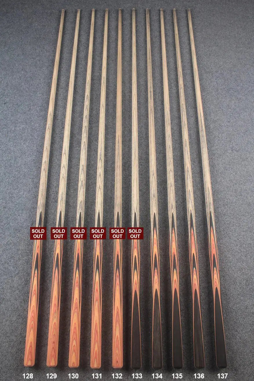 custom-made:  woods 1 piece handmade ASH snooker / pool cue #128-#137 - made to order WOODS CUES