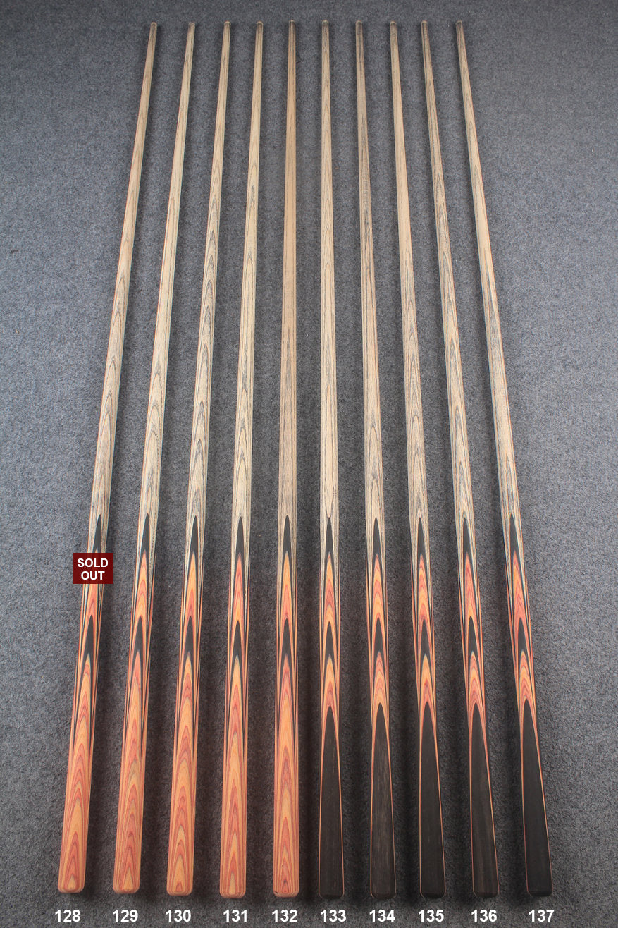 custom-made:  woods 1 piece handmade ASH snooker / pool cue #128-#137 - made to order WOODS CUES