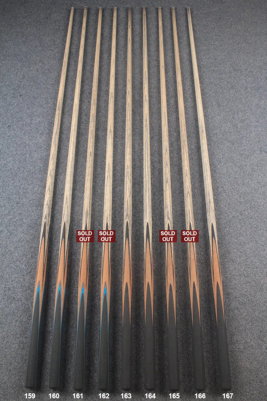 custom-made:  woods 1 piece handmade ASH snooker / pool cue #159-#167 - made to order WOODS CUES