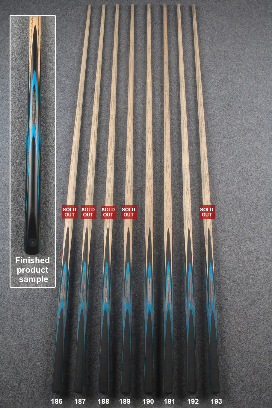 custom-made:  woods 1 piece handmade ASH snooker / pool cue #186-#193 - made to order