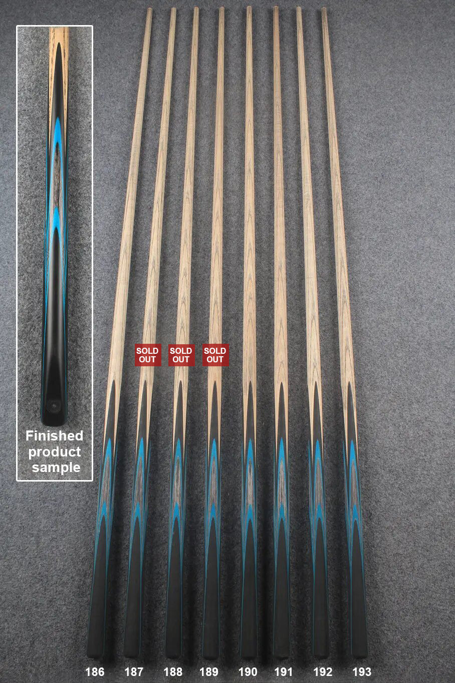 custom-made:  woods 1 piece handmade ASH snooker / pool cue #186-#193 - made to order