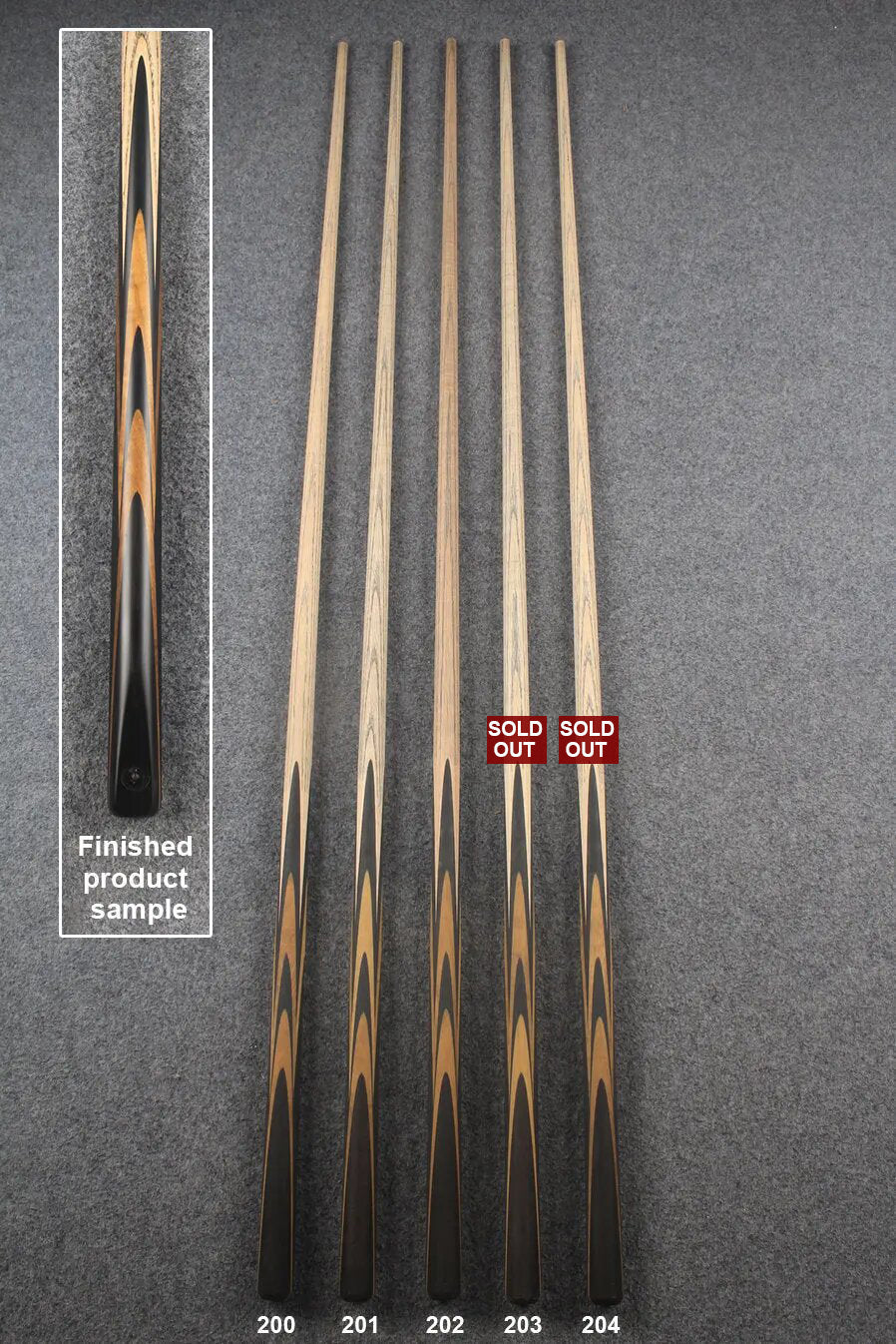 custom-made:  woods 1 piece handmade ASH snooker / pool cue #200-#204 - made to order